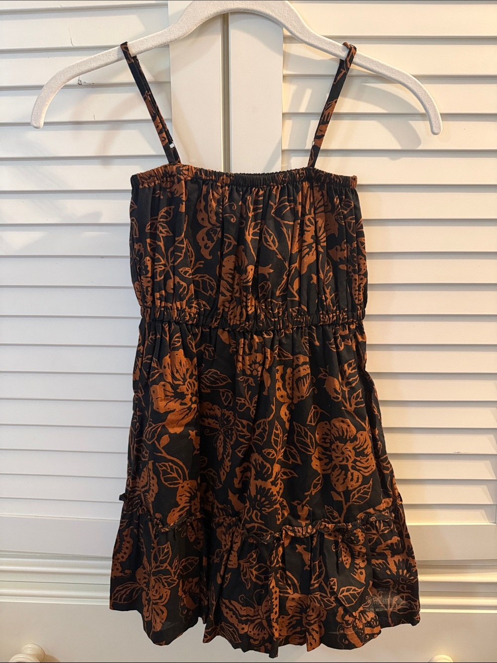 Janie and Jack Black Sundress with Brown Floral Print